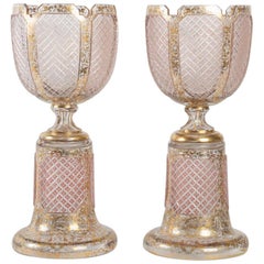 Important Pair of Bohemian Crystal Bowls Napoleon III