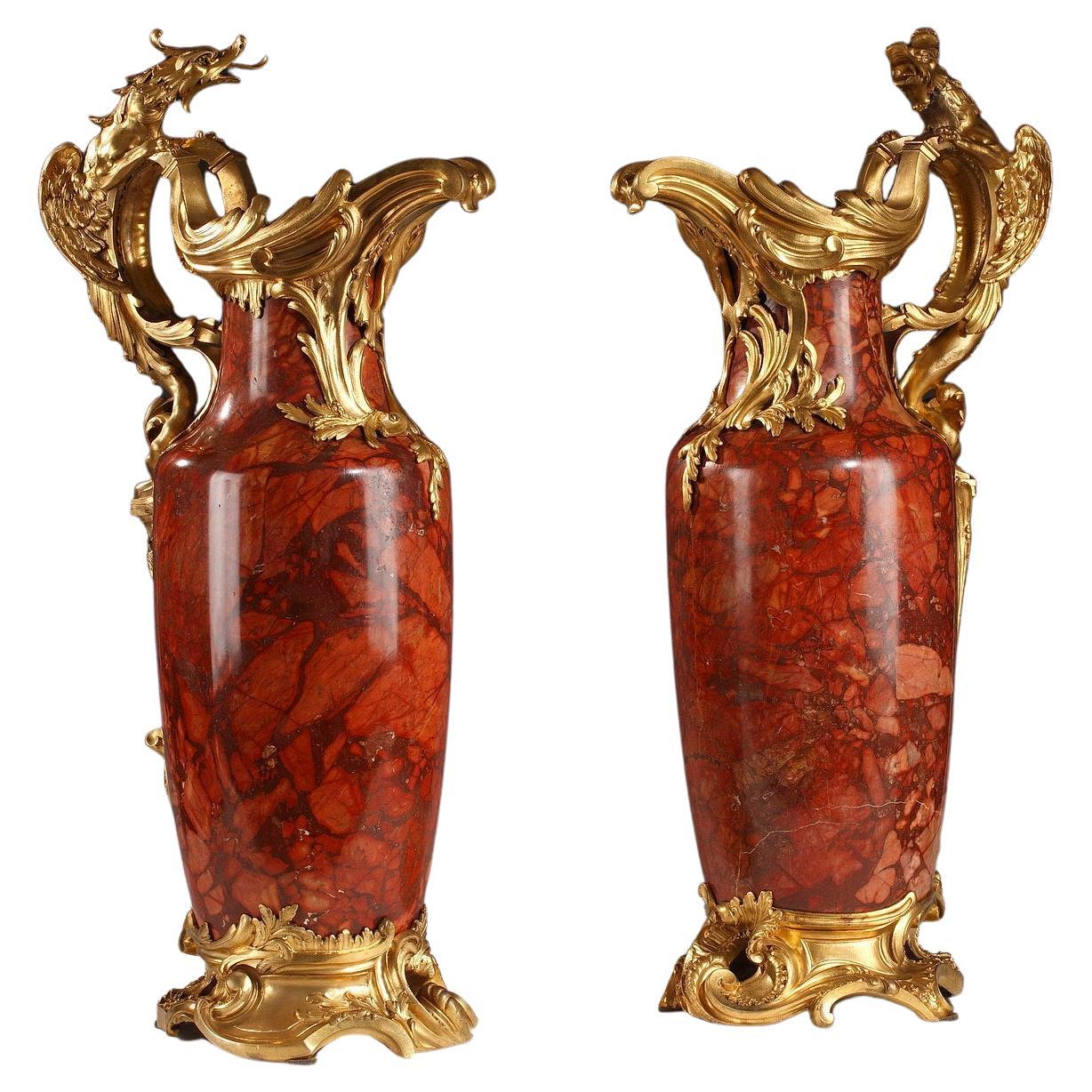 Importante coppia di stufe "Breche sanguine" della Maison Millet, Francia, CIRCA 1880 in vendita