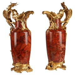 Importante Pareja de Hervidores "Breche sanguine" de Maison Millet, Francia, Circa 1880