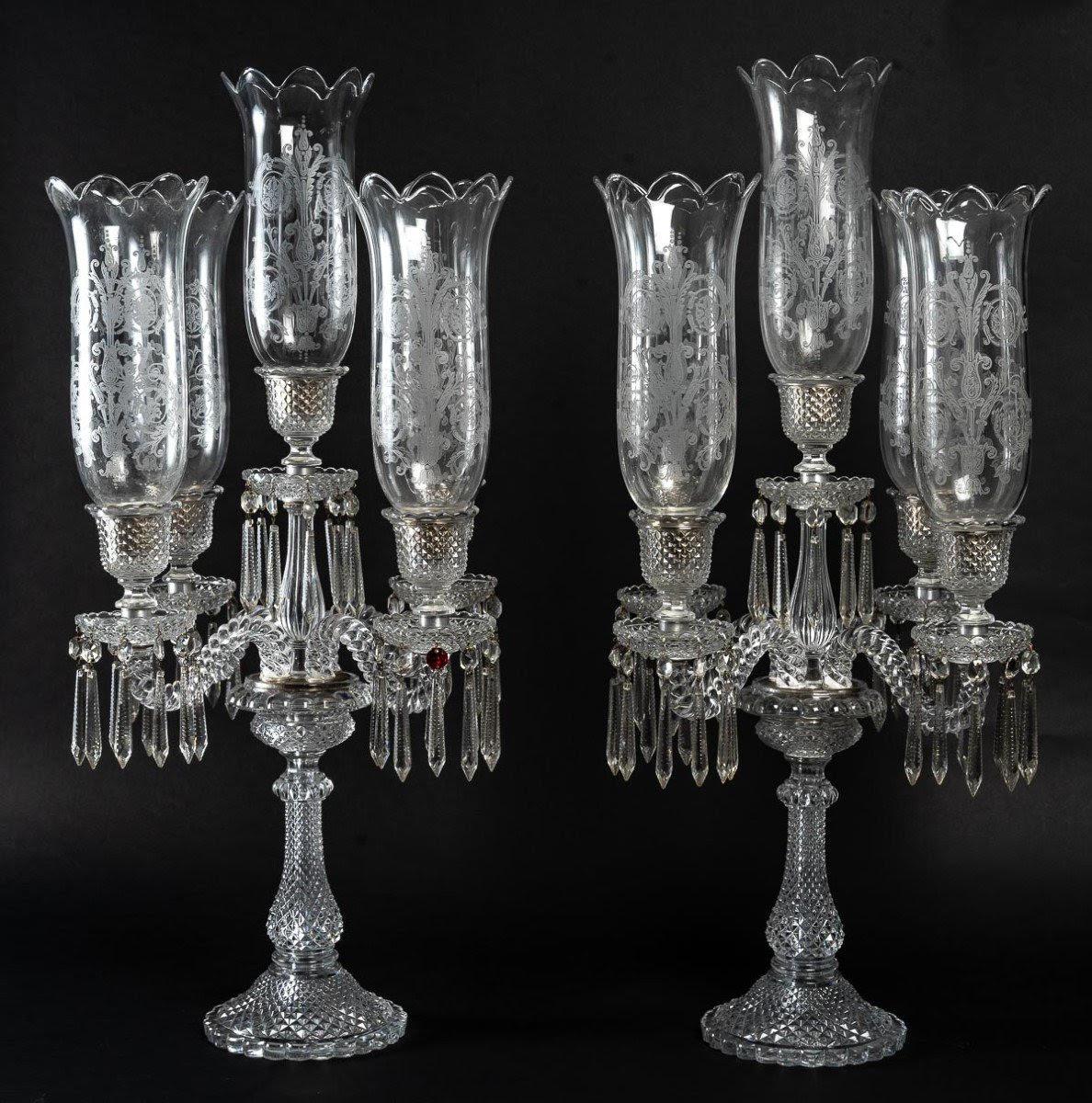 Crystal Important Pair of Candlesticks of the House of Baccarat