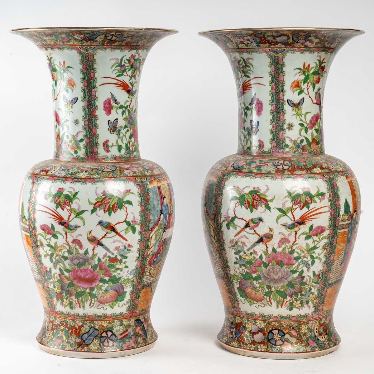 Important Pair of Canton Vases, China In Good Condition In Saint-Ouen, FR