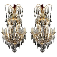 Antique Important Pair of Chandeliers Attributed to H. Vian and Baccarat