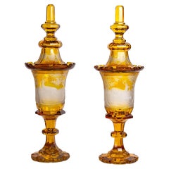 Important Pair of Covered Cups, Bohemia, 19th C