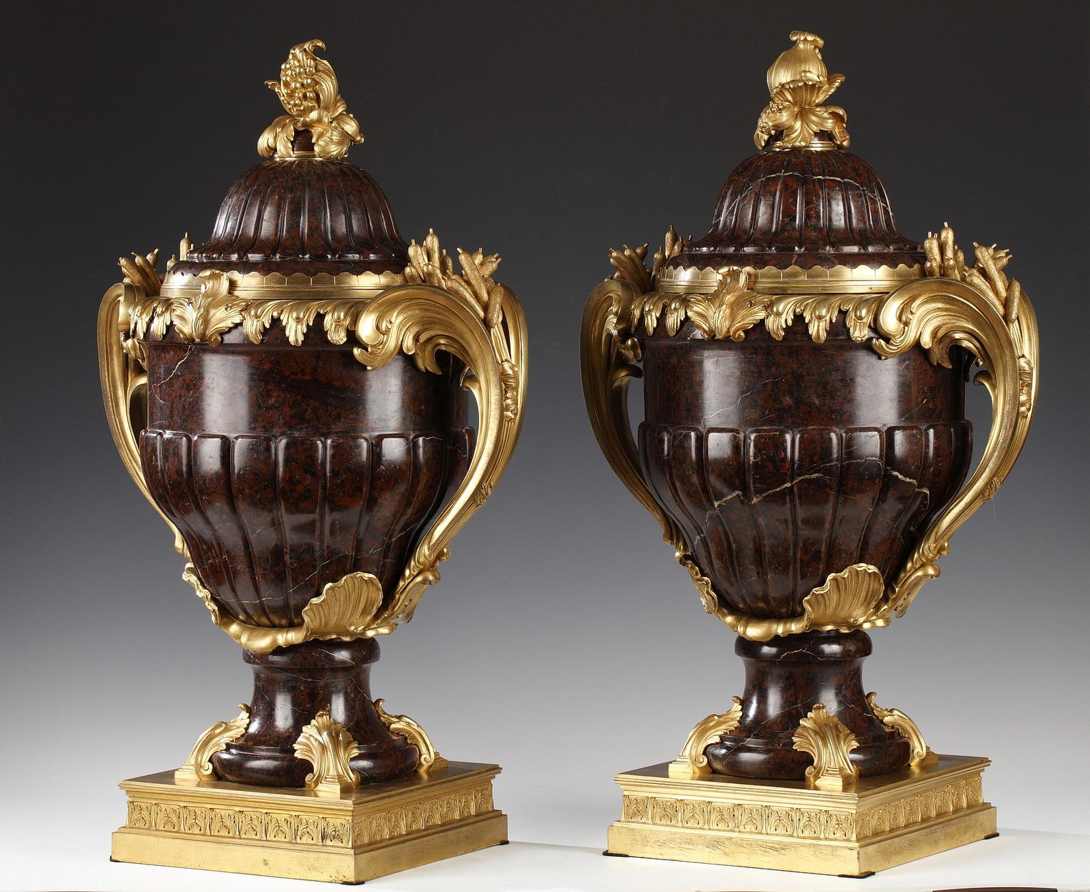 Louis XV Pair of Covered Vases Attributed to Maison Lexcellent, France, Circa 1890 For Sale