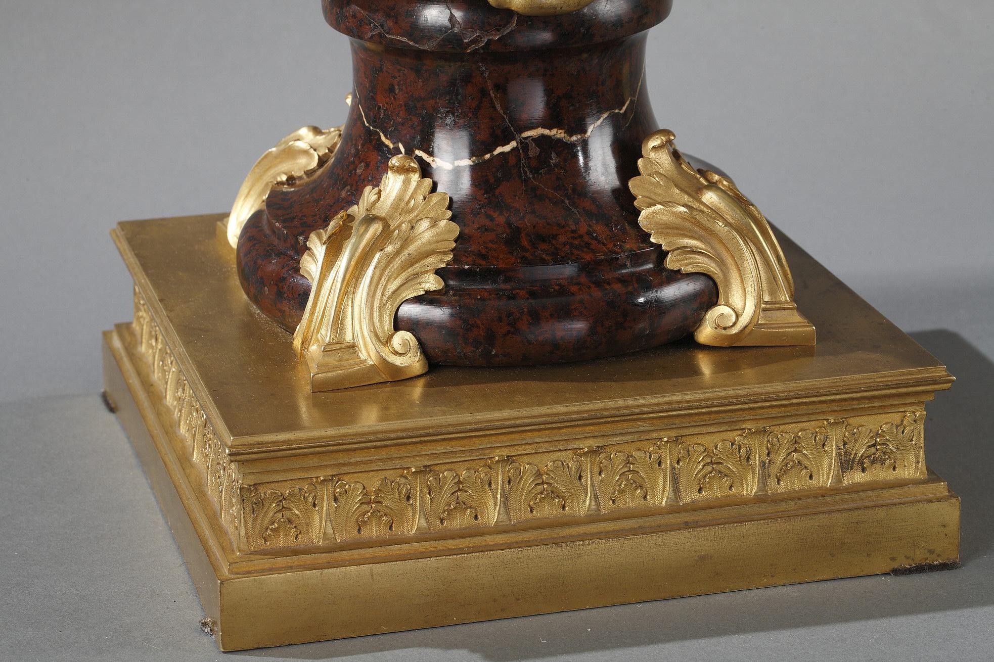 Granite Pair of Covered Vases Attributed to Maison Lexcellent, France, Circa 1890 For Sale