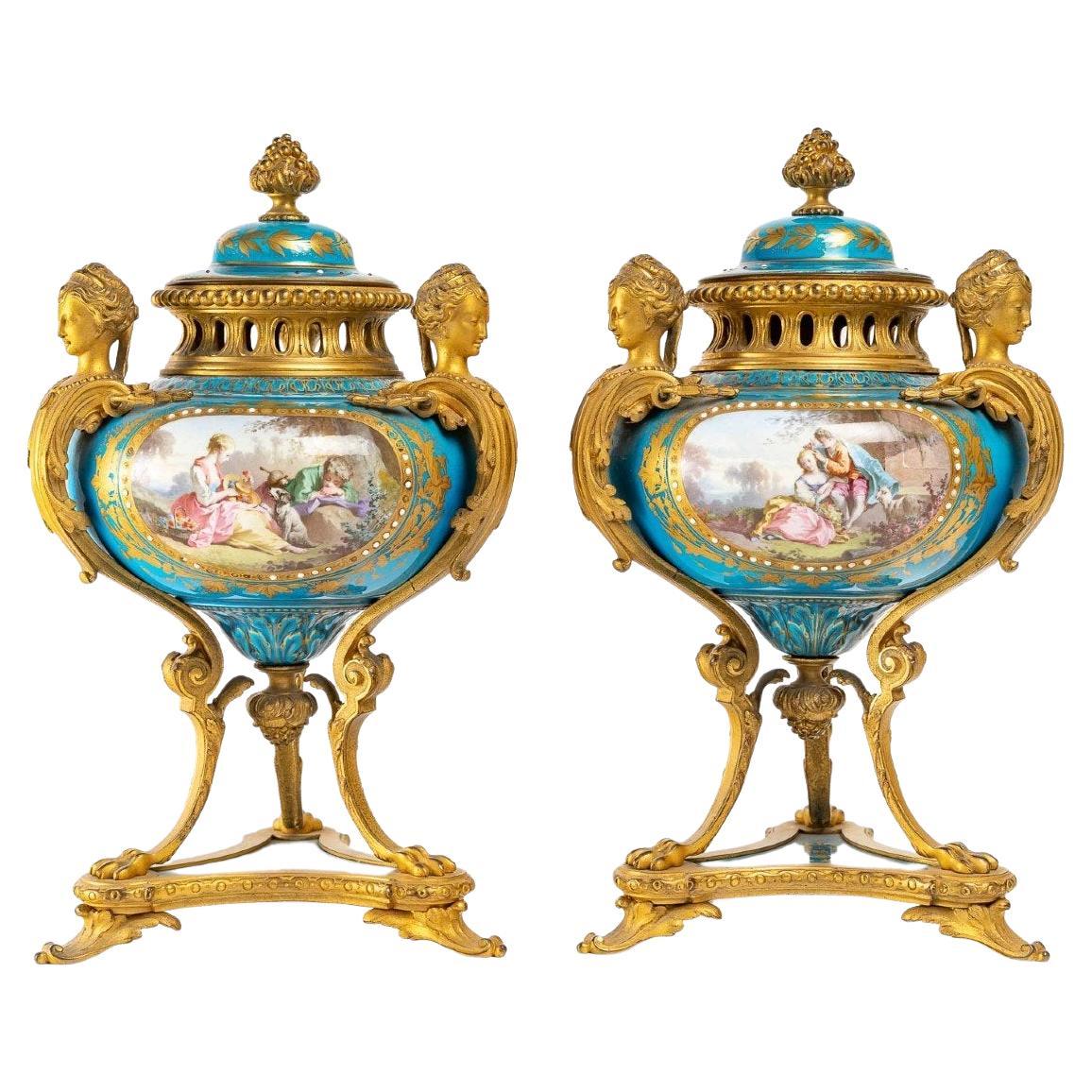 Pair of Sèvres Porcelain Covered Vases at 1stDibs