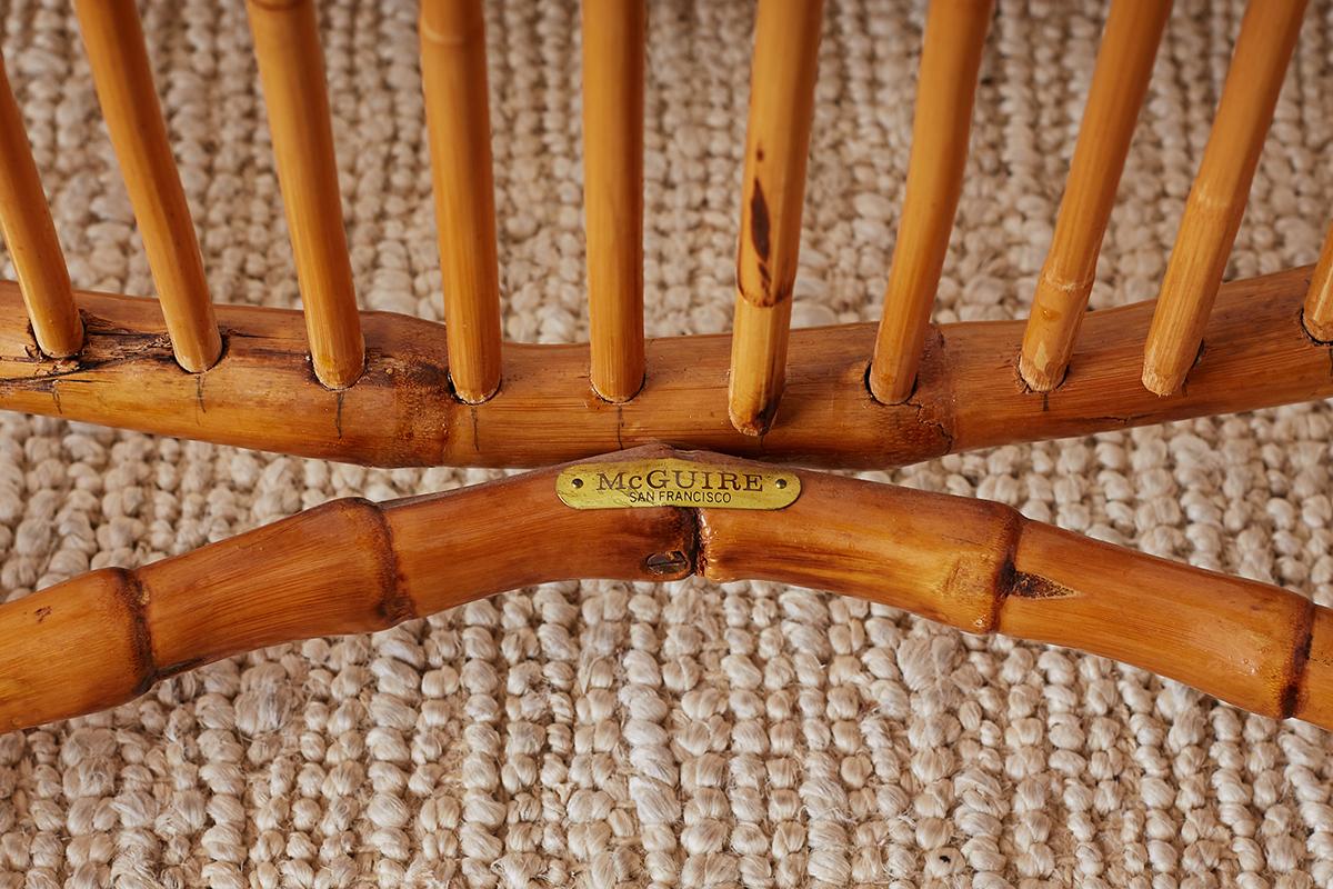 Important Pair of Early McGuire Bamboo Rattan Armchairs 4