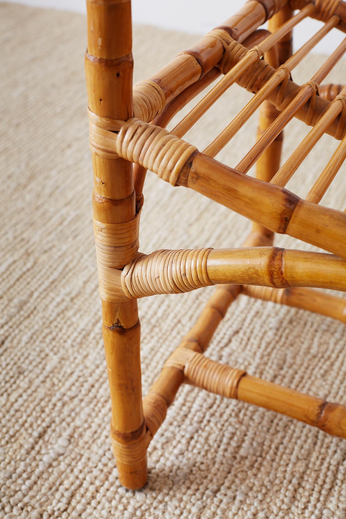 Important Pair of Early McGuire Bamboo Rattan Armchairs 8