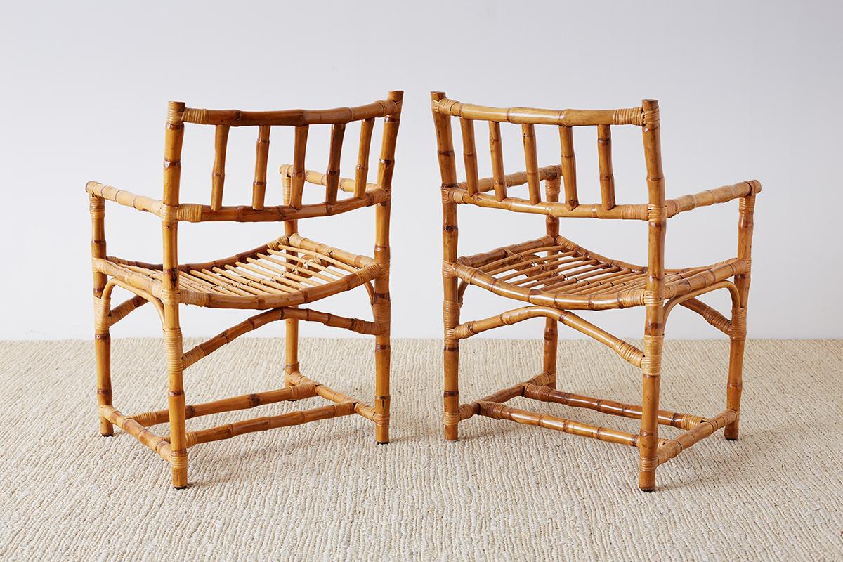 Important Pair of Early McGuire Bamboo Rattan Armchairs In Good Condition In Rio Vista, CA