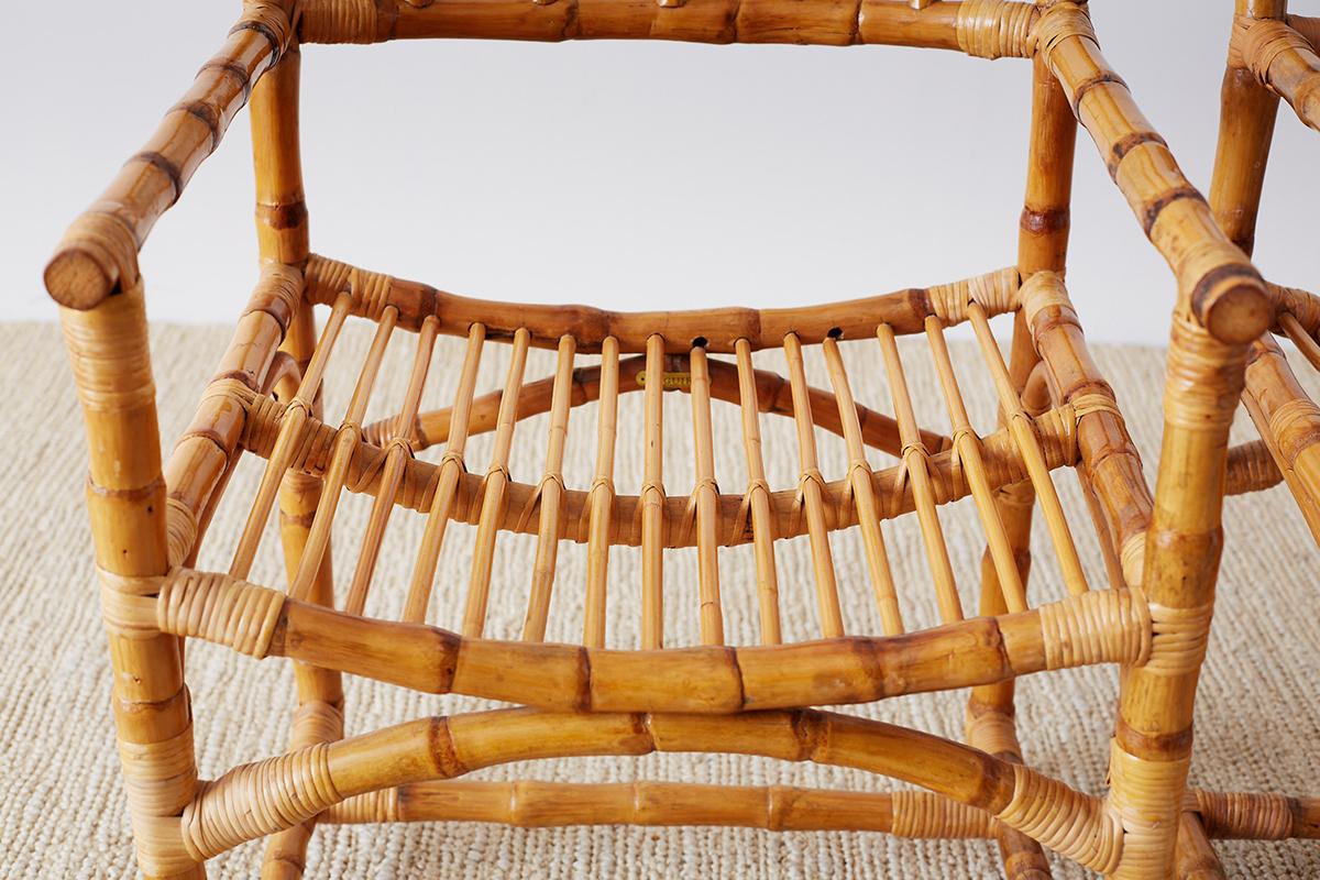 Important Pair of Early McGuire Bamboo Rattan Armchairs 2