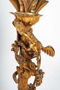 Important Pair of Electrified Candelabras, Gilded and Chiseled Bronze