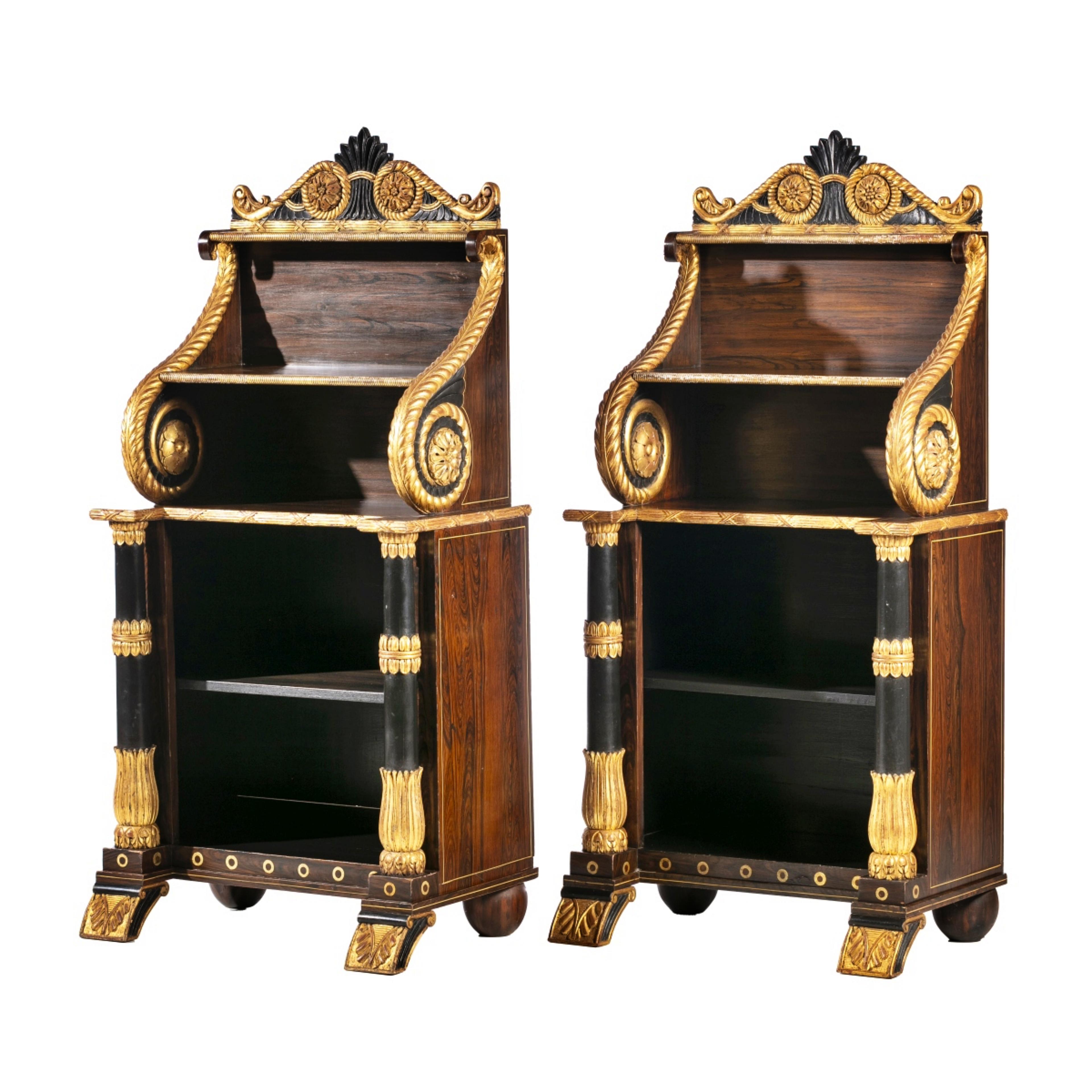 French IMPORTANT PAIR OF EMPIRE SHELVES Napoleon III 19th century For Sale
