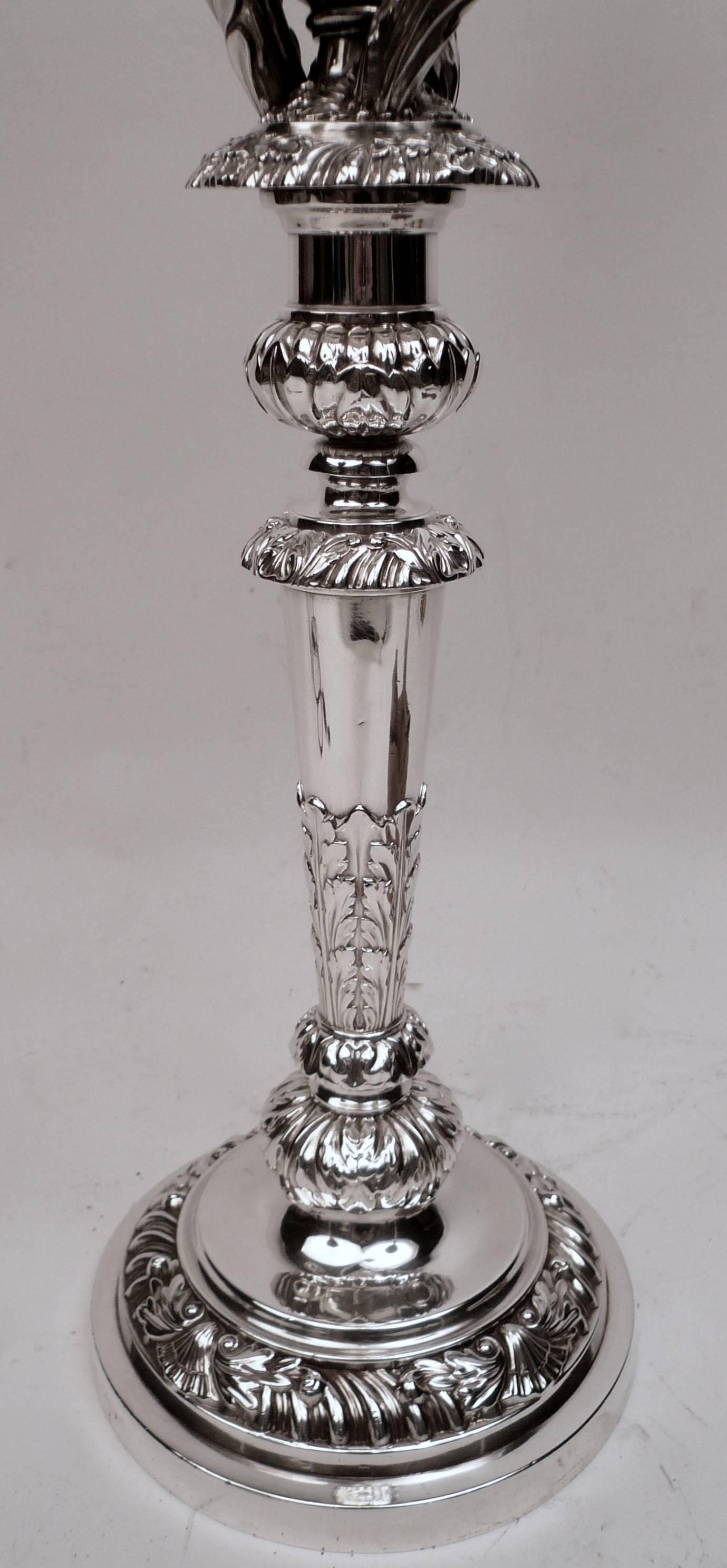 Important Pair of English Regency Sterling Silver Candelabra by Matthew Boulton 1