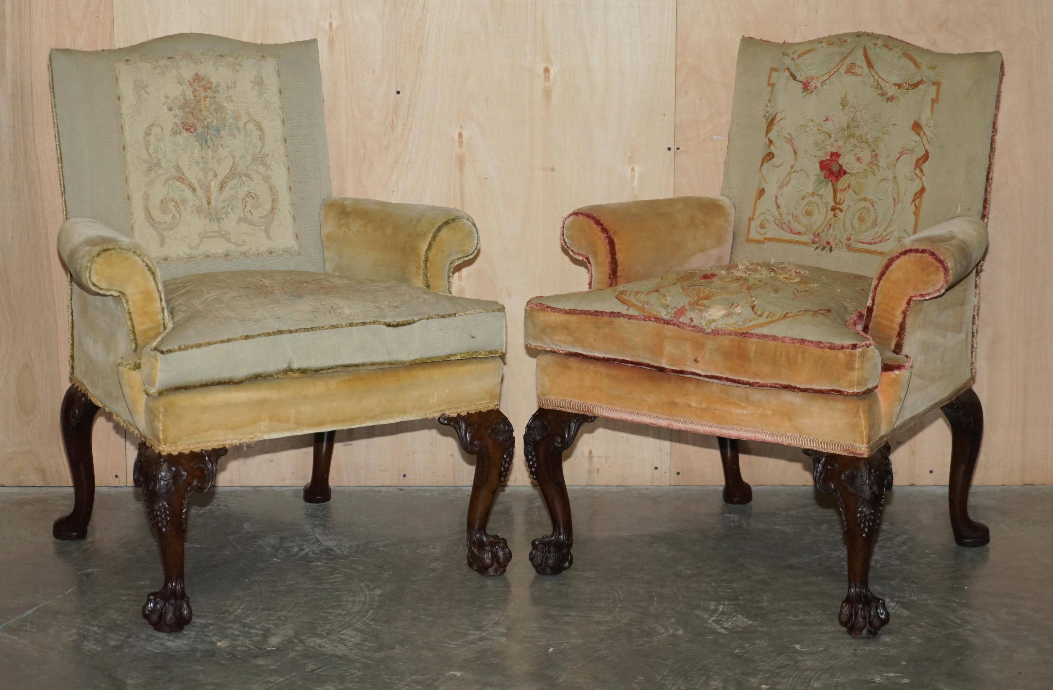 Royal House Antiques

Royal House Antiques is delighted to offer for sale this Important pair of George III circa 1780-1800 hand carved library armchairs with ornate Lions Hairy Paw feet covered in grapevines 

Please note the delivery fee listed is