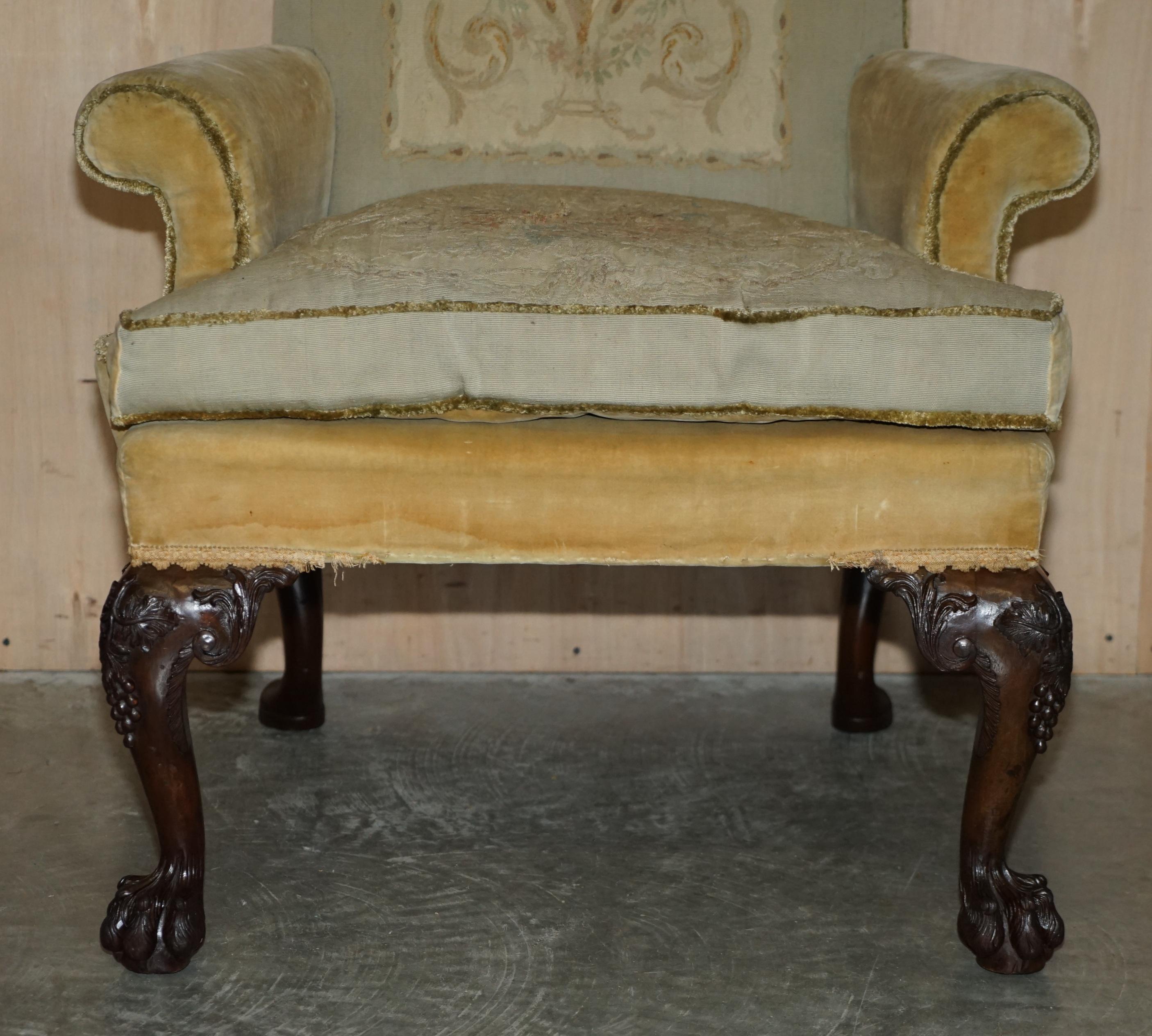 Late 18th Century IMPORTANT PAIR OF GEORGE III HAND CARVED CIRCA 1780 ANTIQUE LIONS PAW ARMCHAIRs For Sale