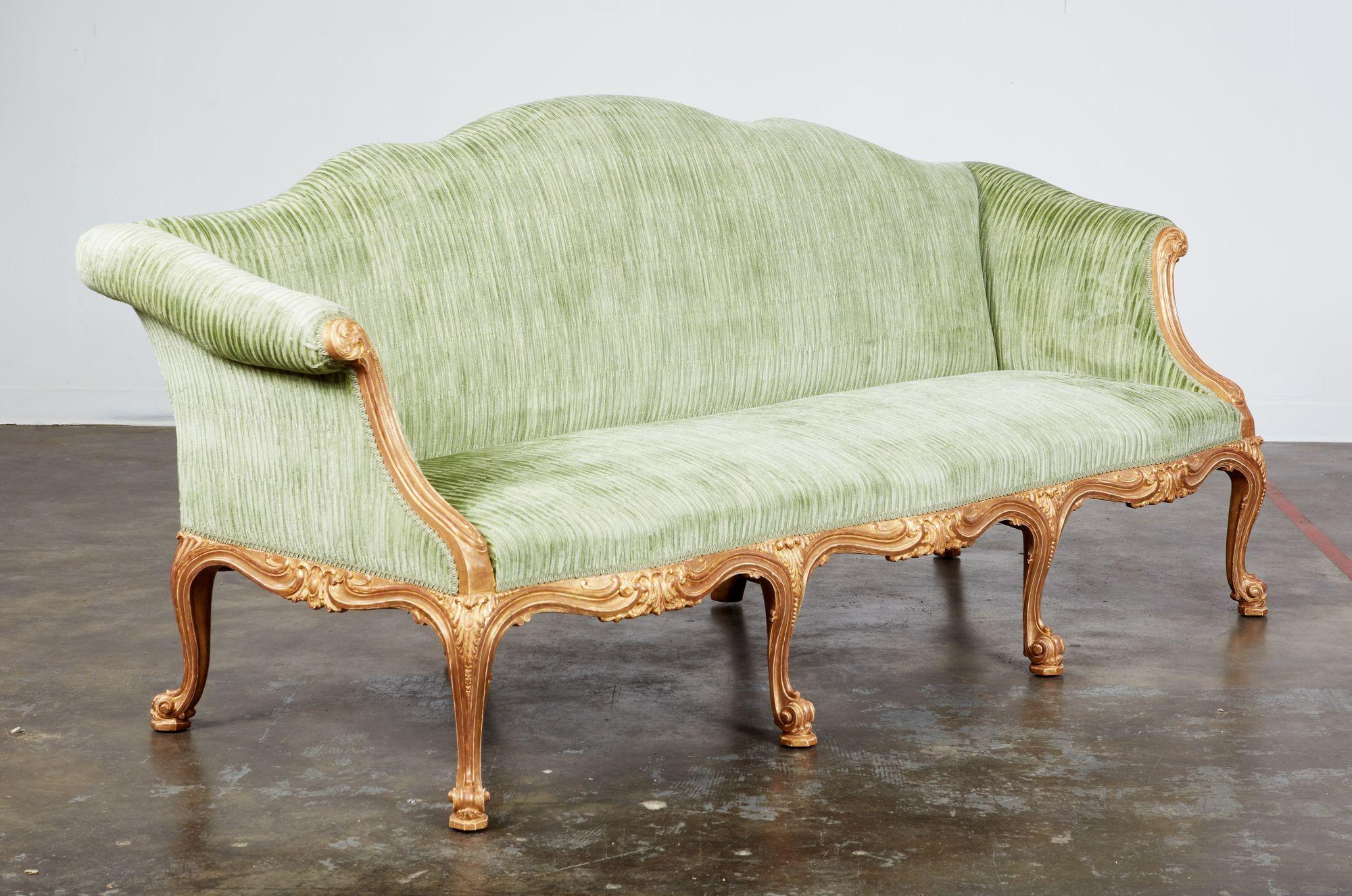 Important Pair of Georgian Giltwood Sofas Attributed to John Cobb 2