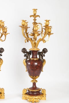 Important Pair of Gold and Silver Bronze Candelabra