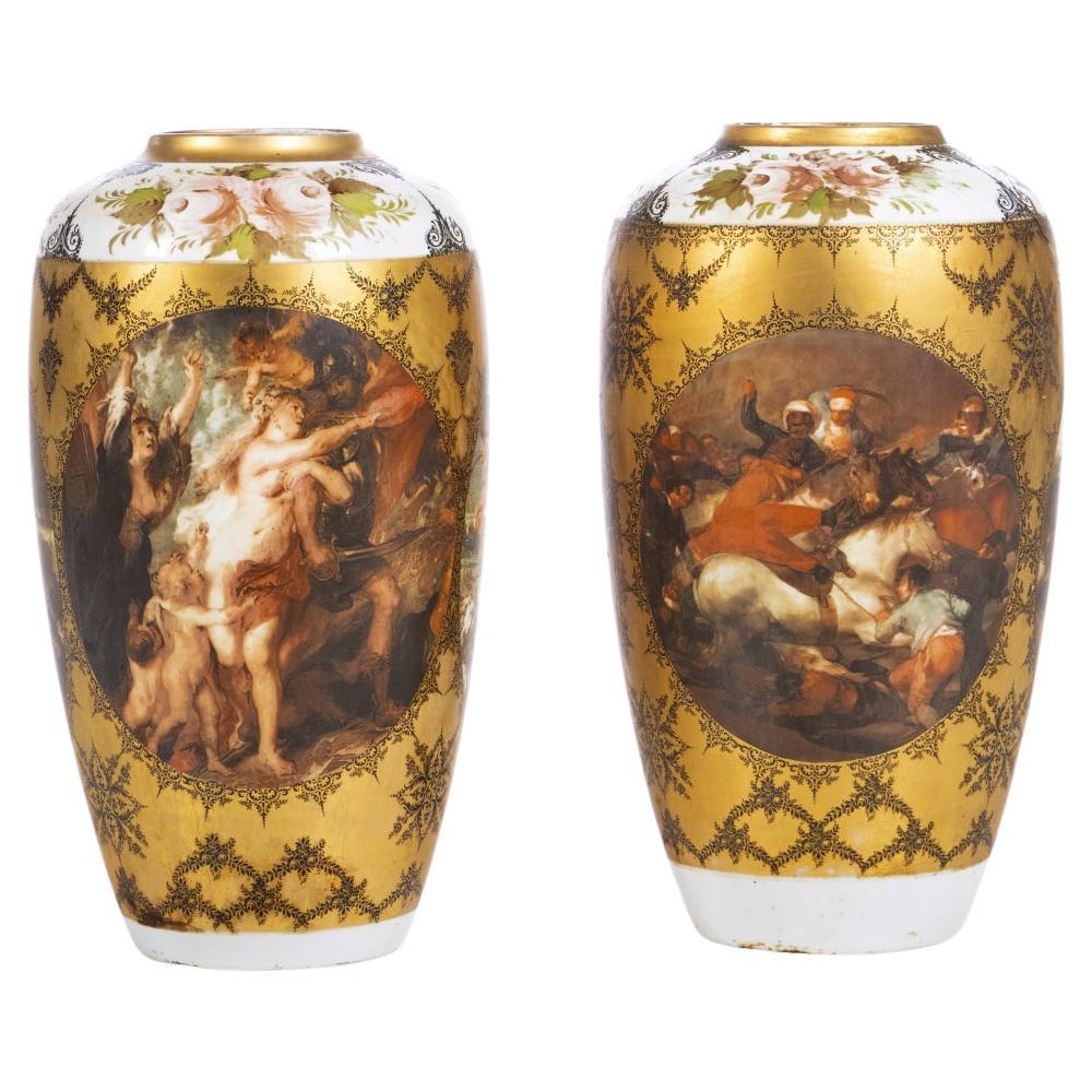 Important Pair of Heinrich German Porcelain Jars, 20th Century