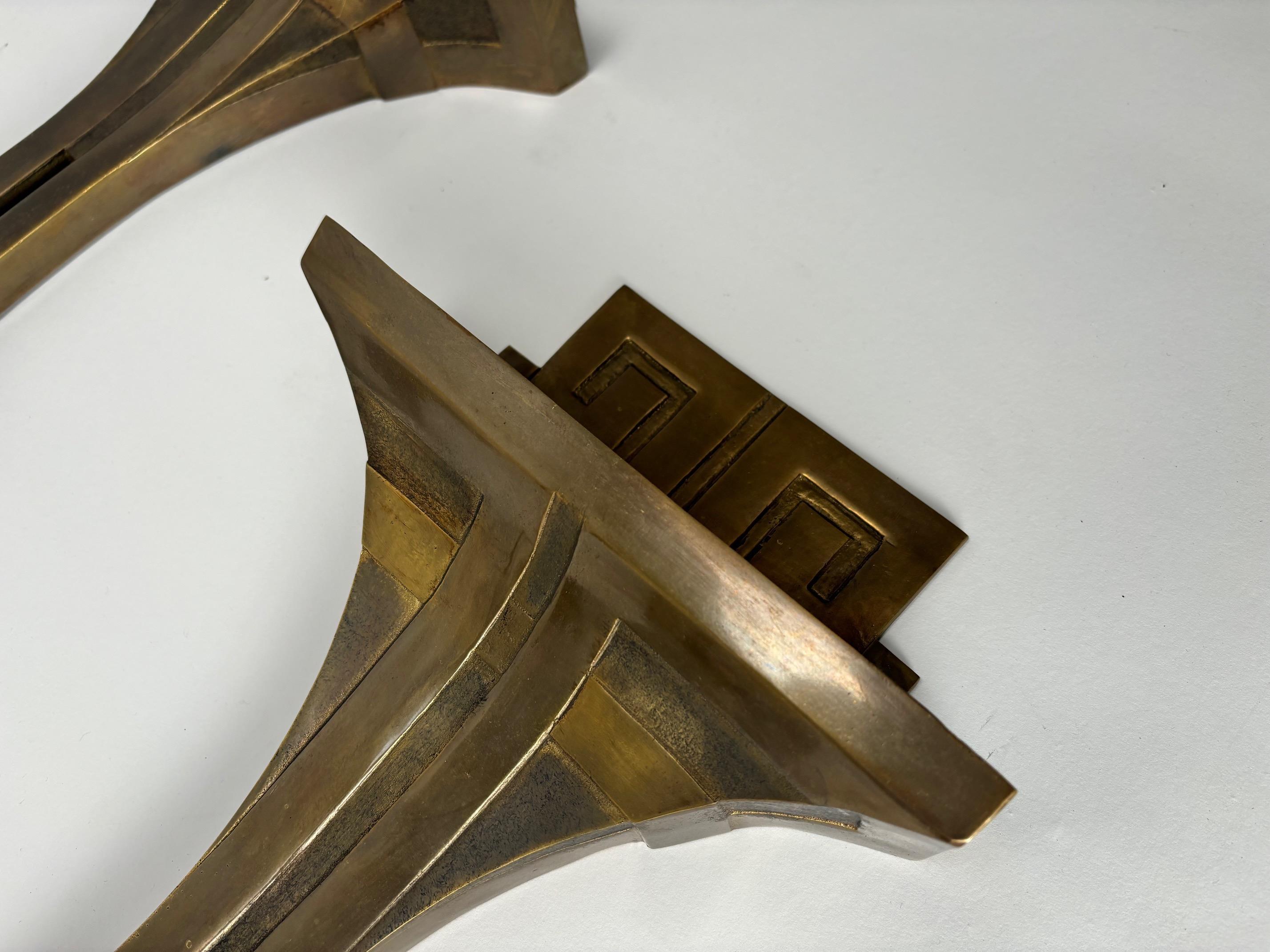 Importante Pareja de Lámparas de Pared de Estilo Decó Italiano en Bronce de Banci en Bueno estado para la venta en Argelato, BO