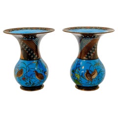 Importante coppia di vasi giapponesi in smalto cloisonné attribuiti a Gotō Seizaburō