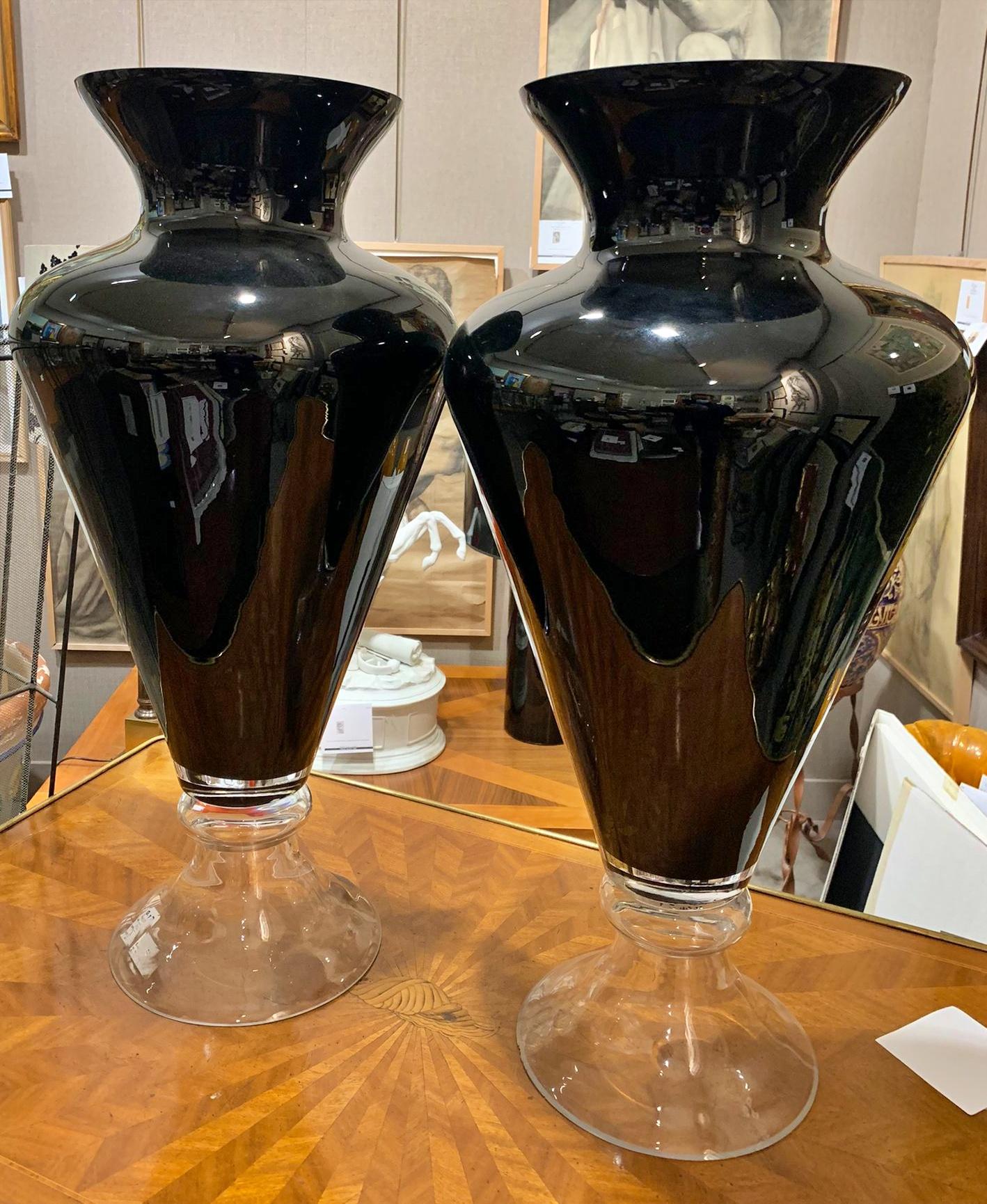 Important Pair of Large Italian Vases Crystal 20th Century 1