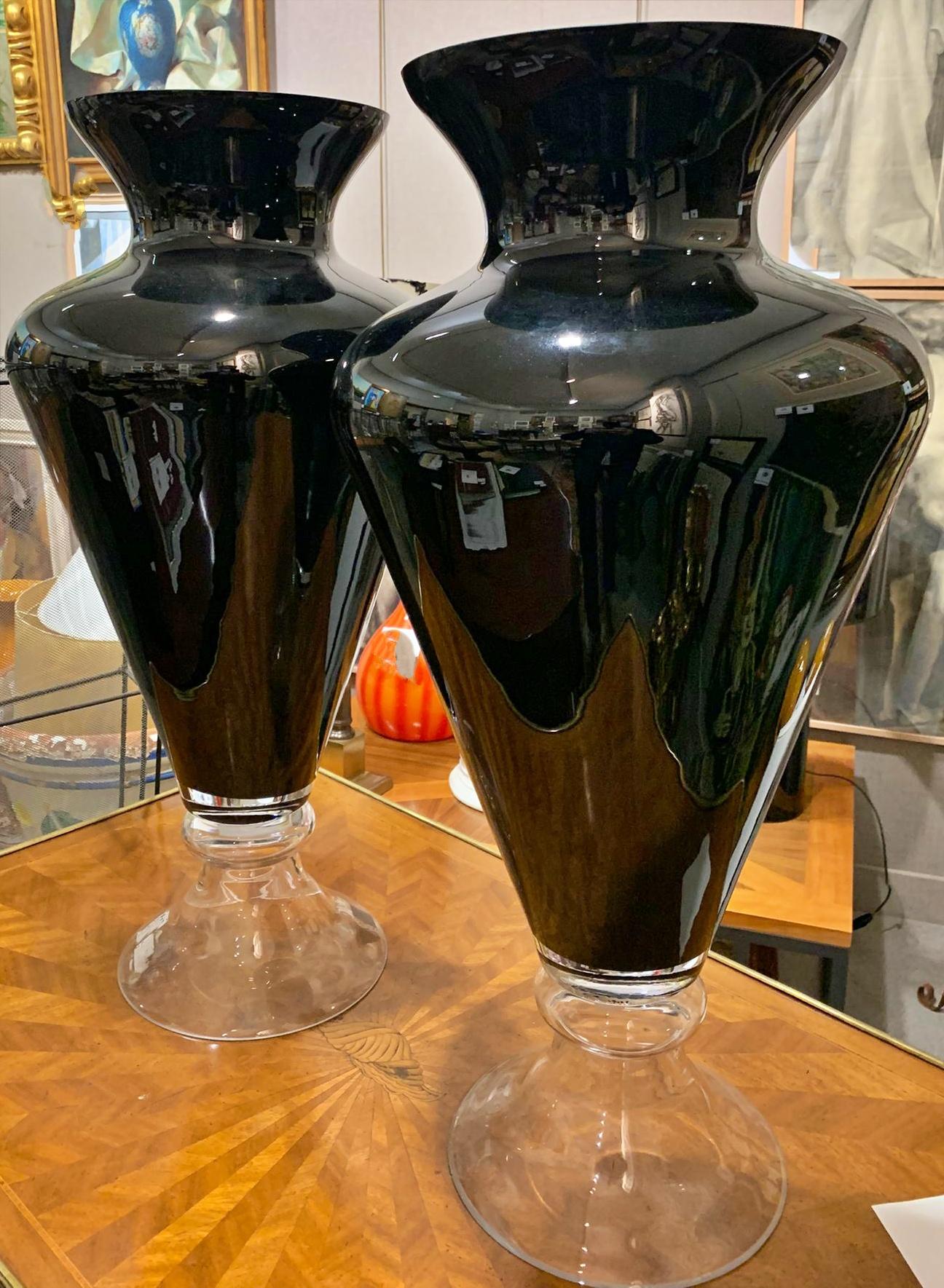 Important Pair of Large Italian Vases Crystal 20th Century 2