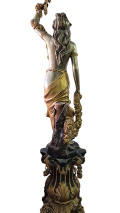 Important Pair of Large Silver-Plated Bronze Candelabra, 270 cm