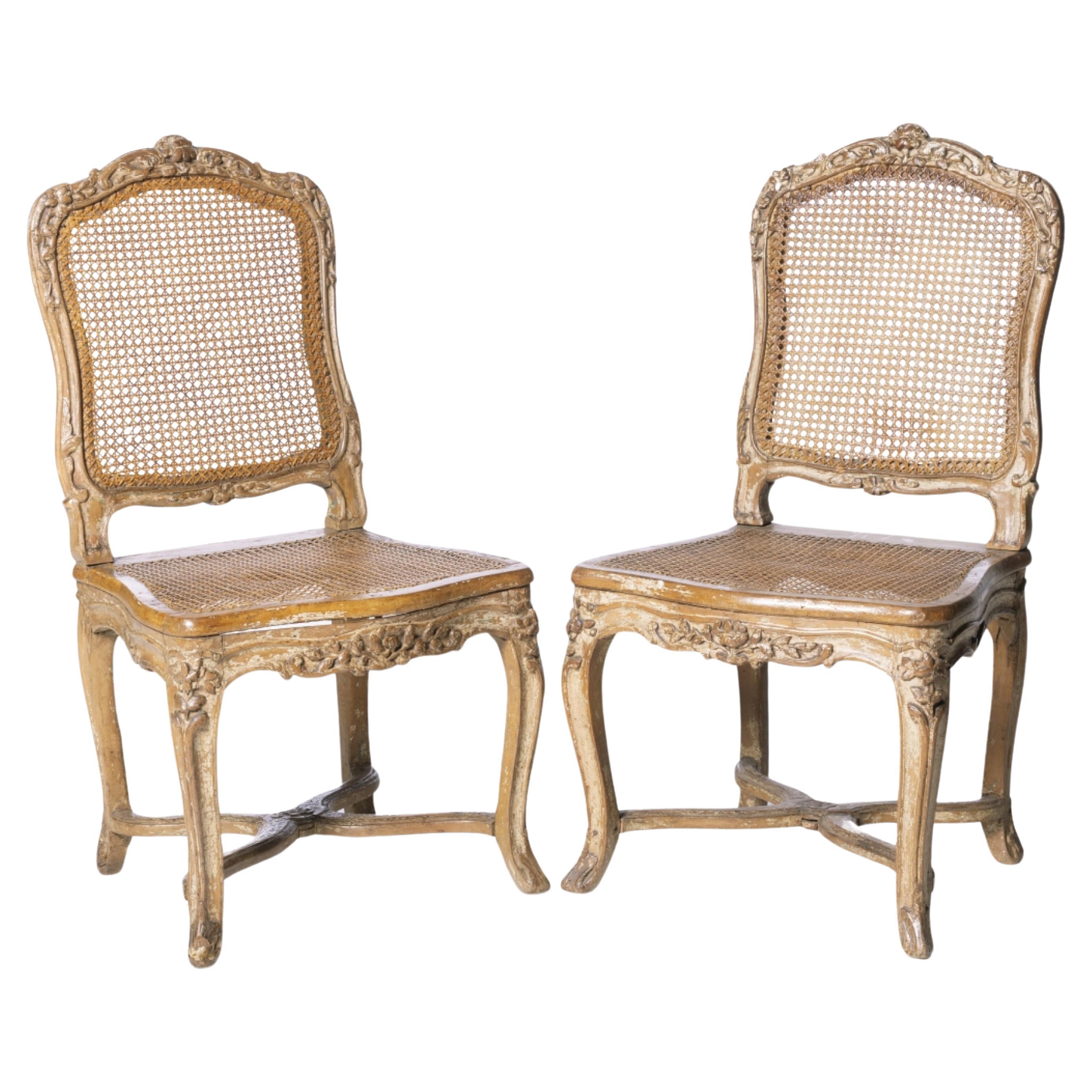 IMPORTANT PAIR OF LOUIS XV CHAIRS  French, from the 18th Century For Sale