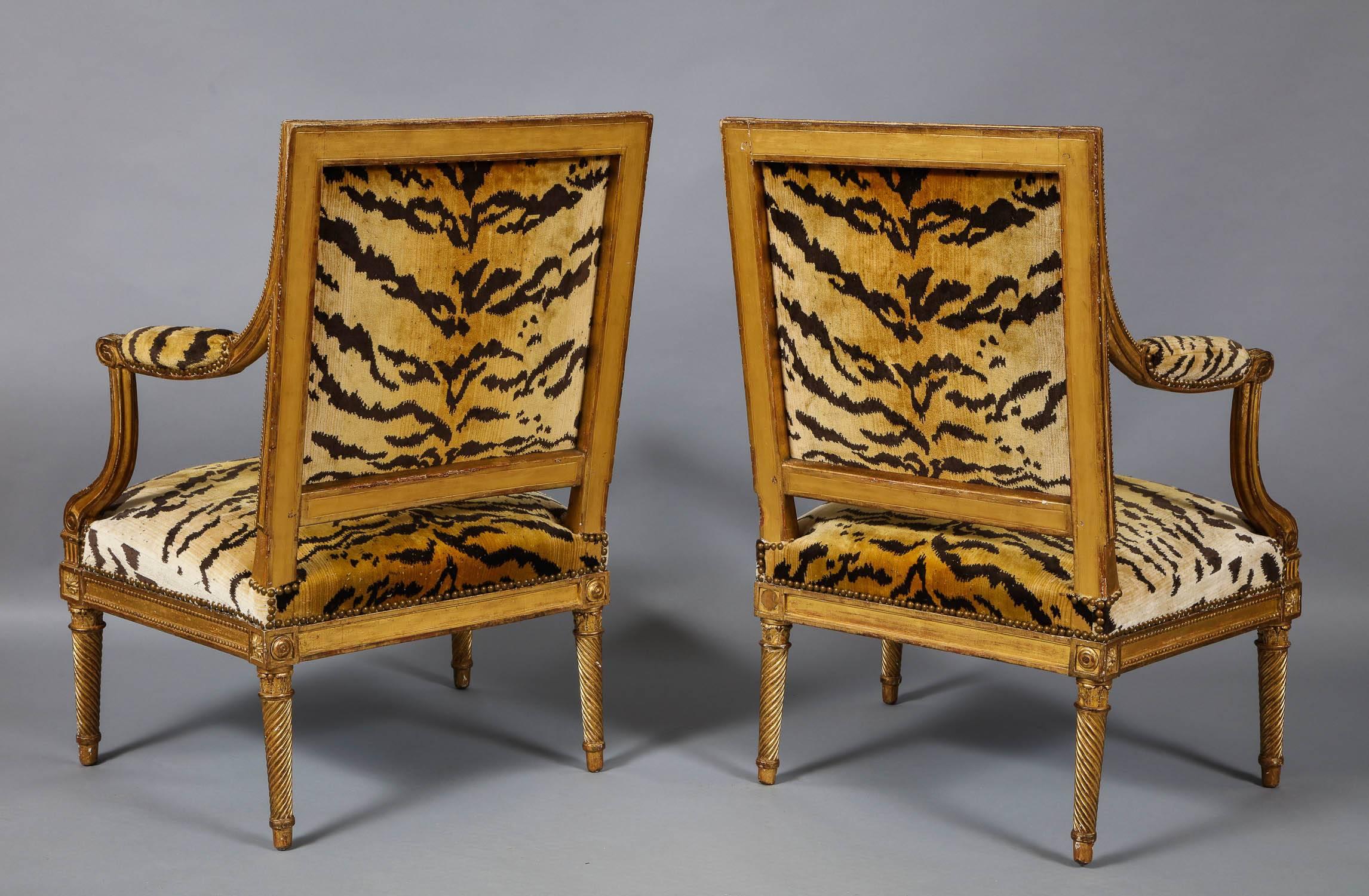 Important Pair of Louis XVI Giltwood Chairs by Jacob 5
