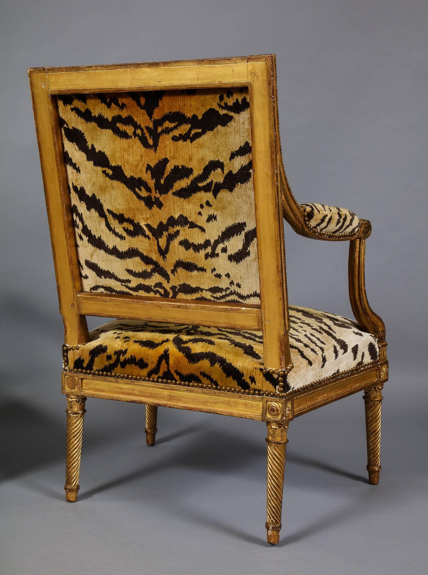 Important Pair of Louis XVI Giltwood Chairs by Jacob 6