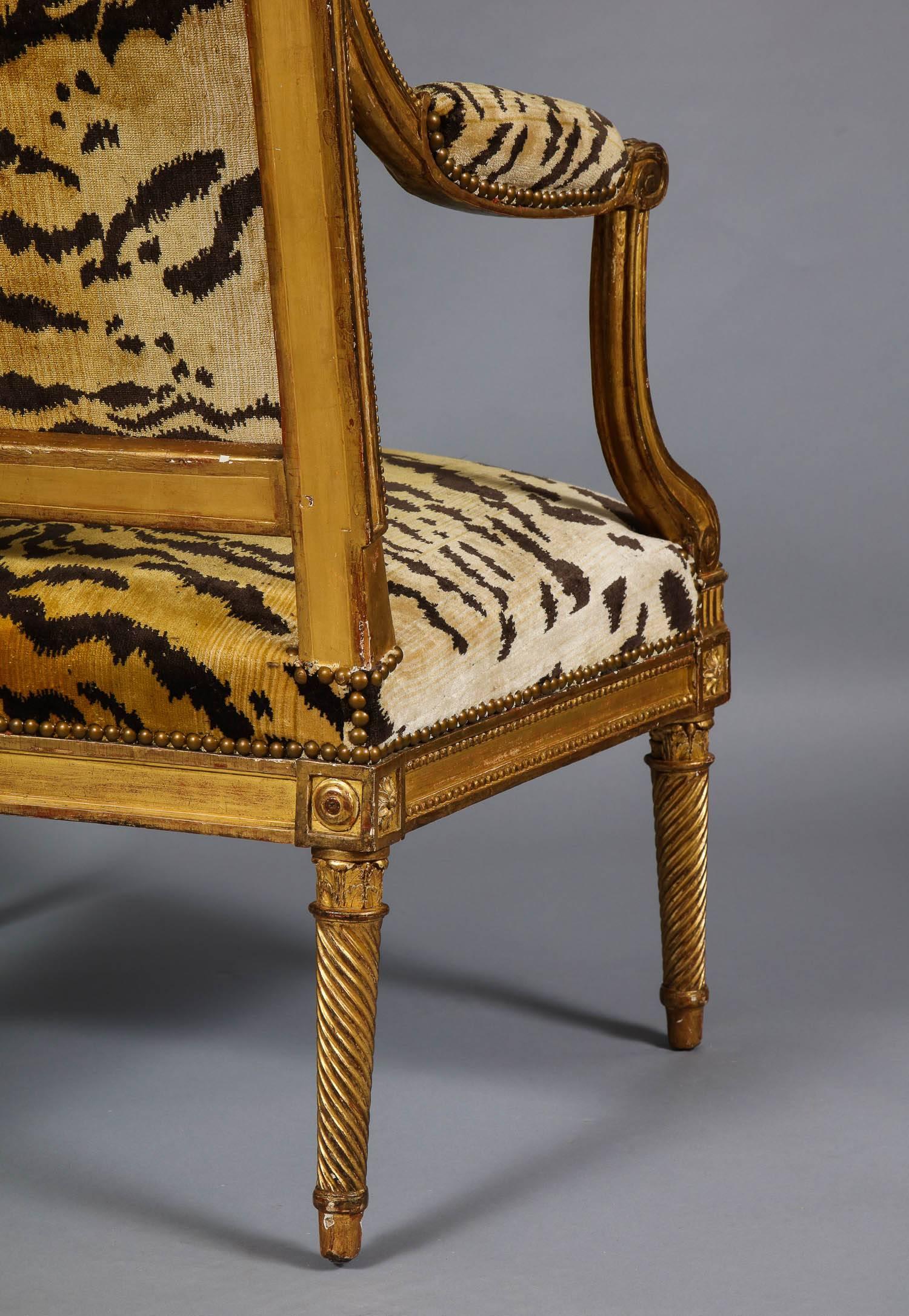 Important Pair of Louis XVI Giltwood Chairs by Jacob 7