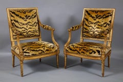 Important Pair of Louis XVI Giltwood Chairs by Jacob
