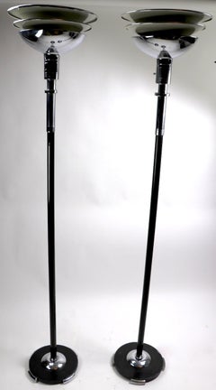 Important Pair of Machine Age Torchieres by Rohde for Mutual Sunset Lighting Co.