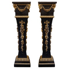 Important Pair of Marble and Bronze Columns, 20th Century.