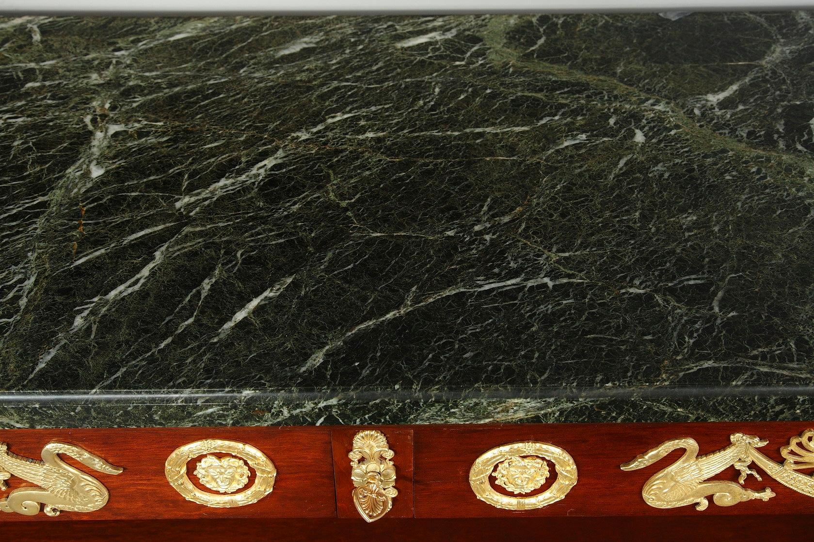 Important Pair of Marble-Topped Console Tables in Return from Egypt Style 7