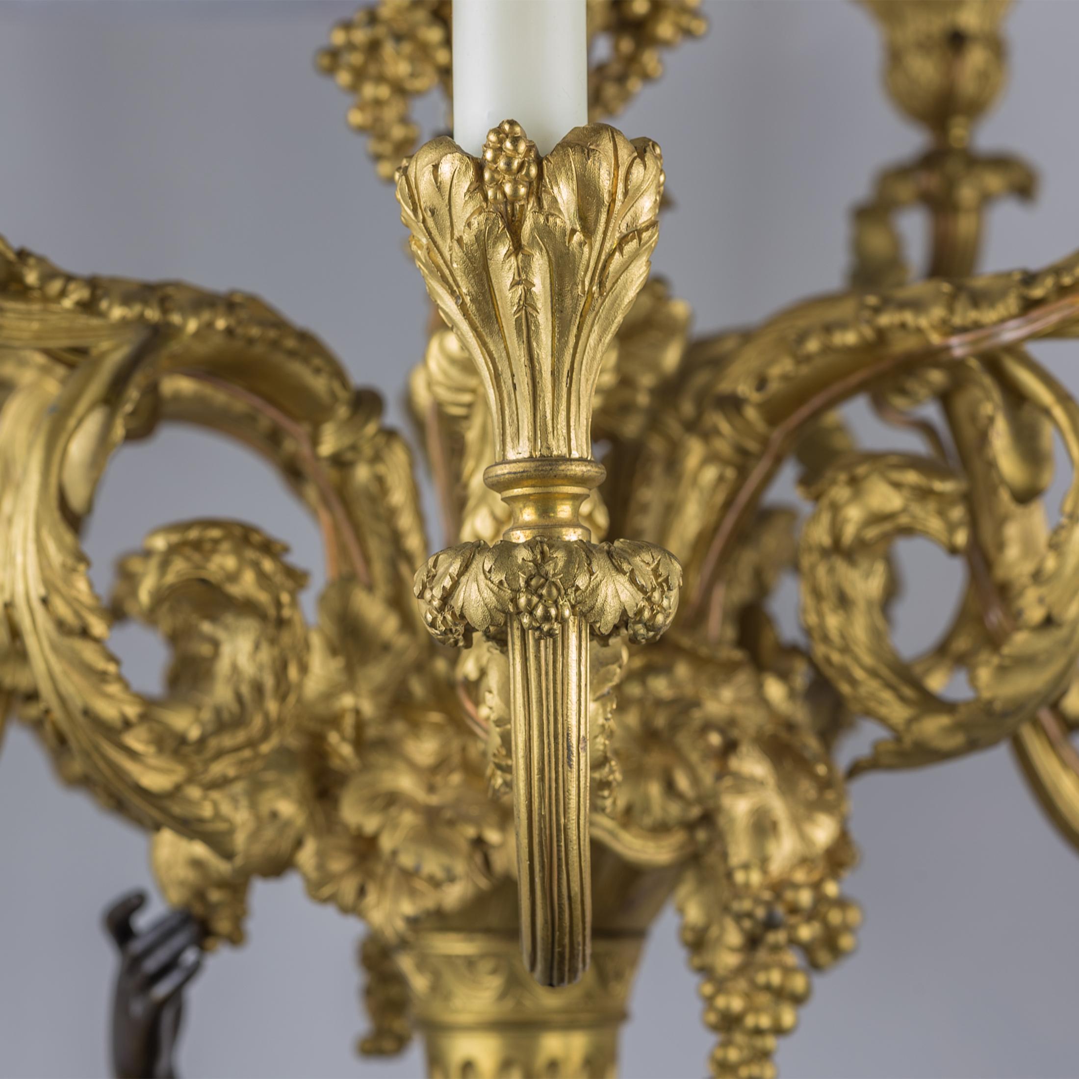 19th Century  Important Pair of Monumental Ormolu and Patinated Bronze Nine-Light Candelabra For Sale