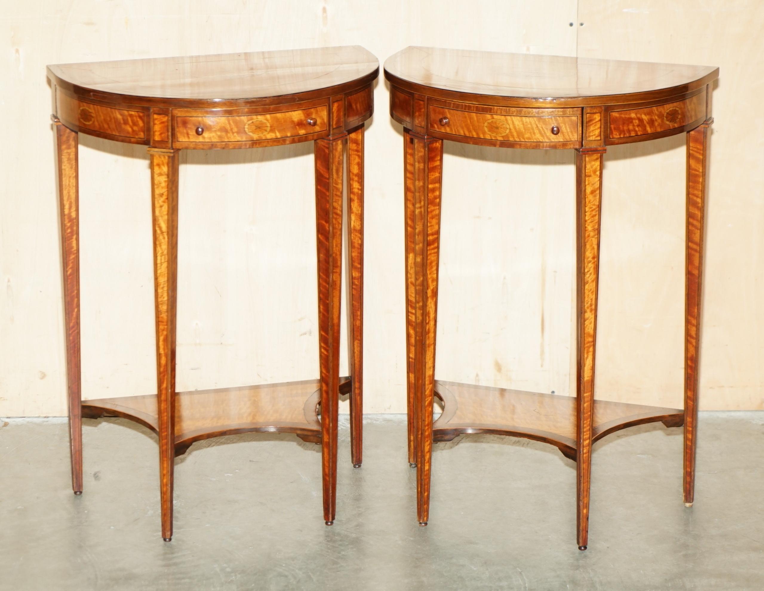 Royal House Antiques

Royal House Antiques is delighted to offer for sale this important pair of Museum quality, Gillow's of Lancaster & London Attributed, Sheraton Satinwood Demi Lune console tables purchased from Harrods Fine Art Department in