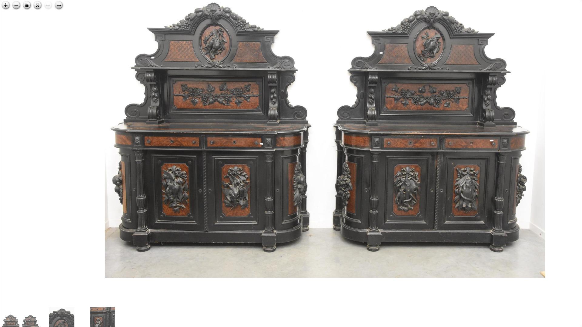 19th Century Important Pair of Napoleon III Dressers with Hunting Decor For Sale