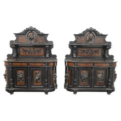 Antique Important Pair of Napoleon III Dressers with Hunting Decor