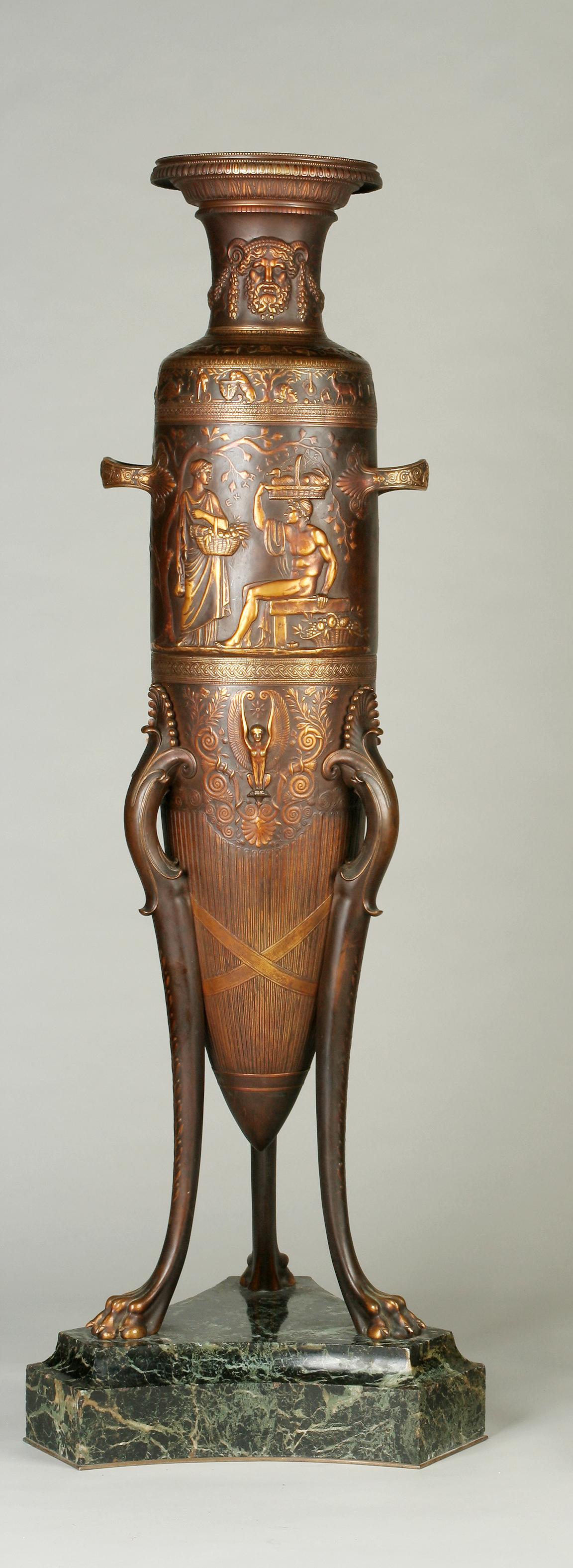 Greek Revival Important Pair of Neo-Greek Vases by Levillain and Barbedienne, France, C. 1878 For Sale