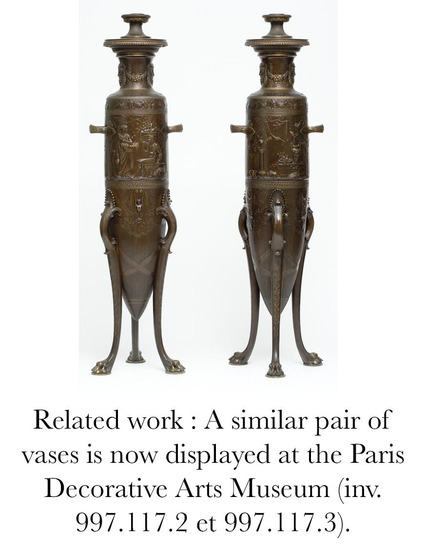 Bronze Important Pair of Neo-Greek Vases by Levillain and Barbedienne, France, C. 1878 For Sale