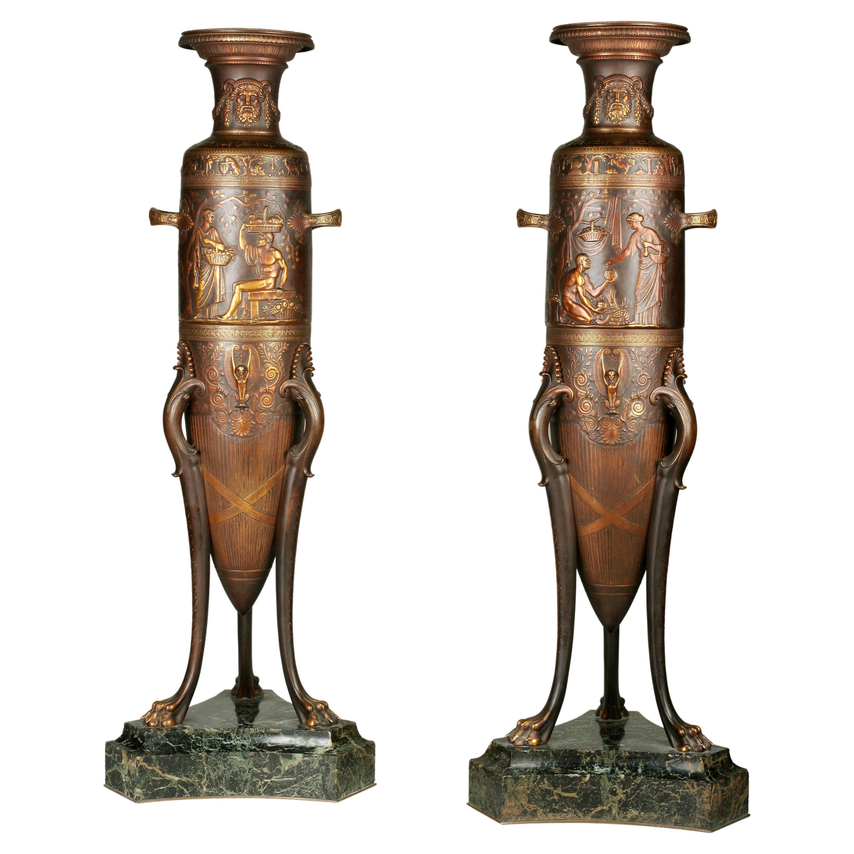 Important Pair of Neo-Greek Vases by Levillain and Barbedienne, France, C. 1878 For Sale