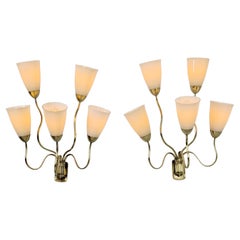 Important Pair of Paavo Tynell Wall Lamps for Kuusihokki Restaurant, Taito 1940s