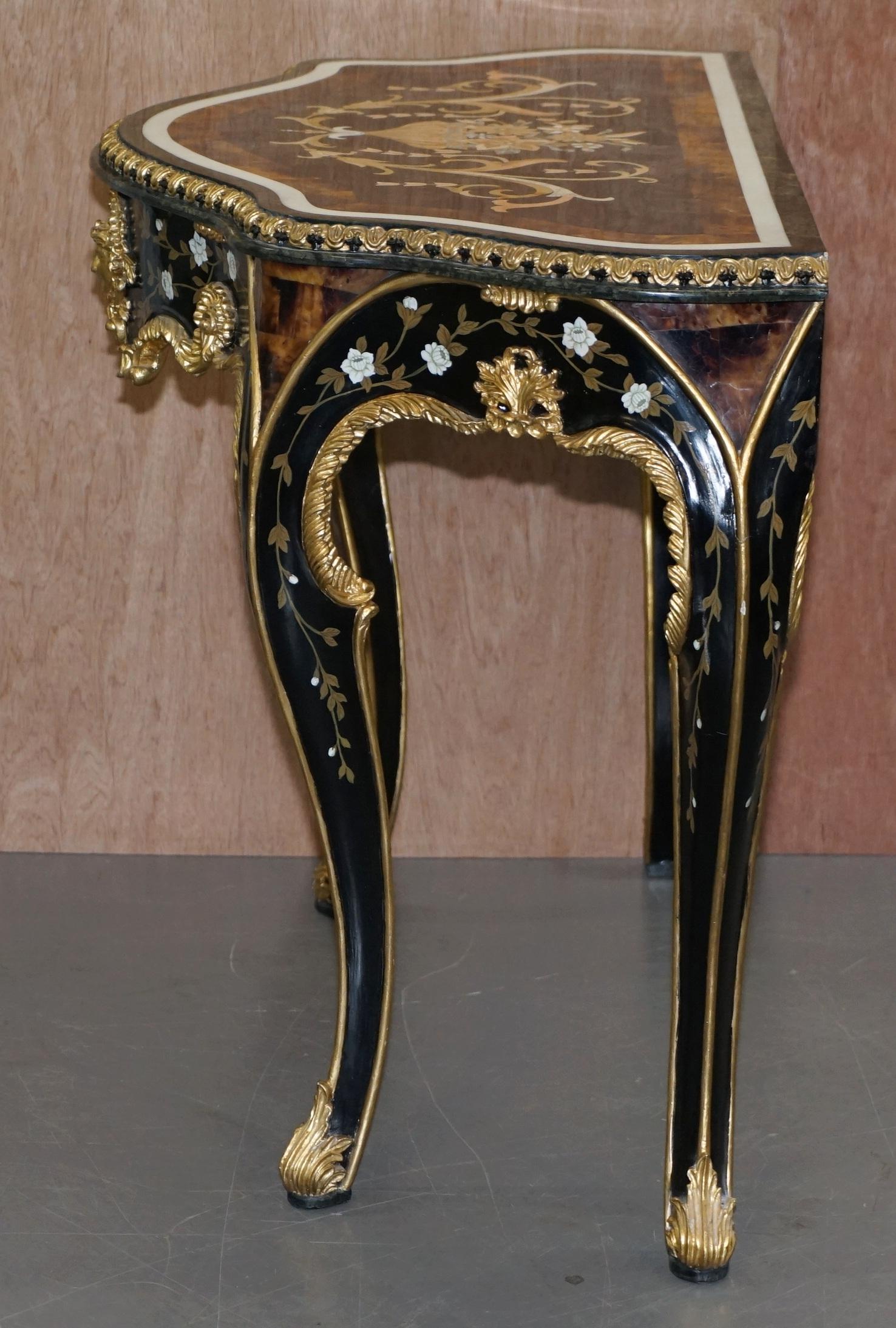 Important Pair of Pietra Dura Marble Demilune Console Tables Bronze Gilding 9