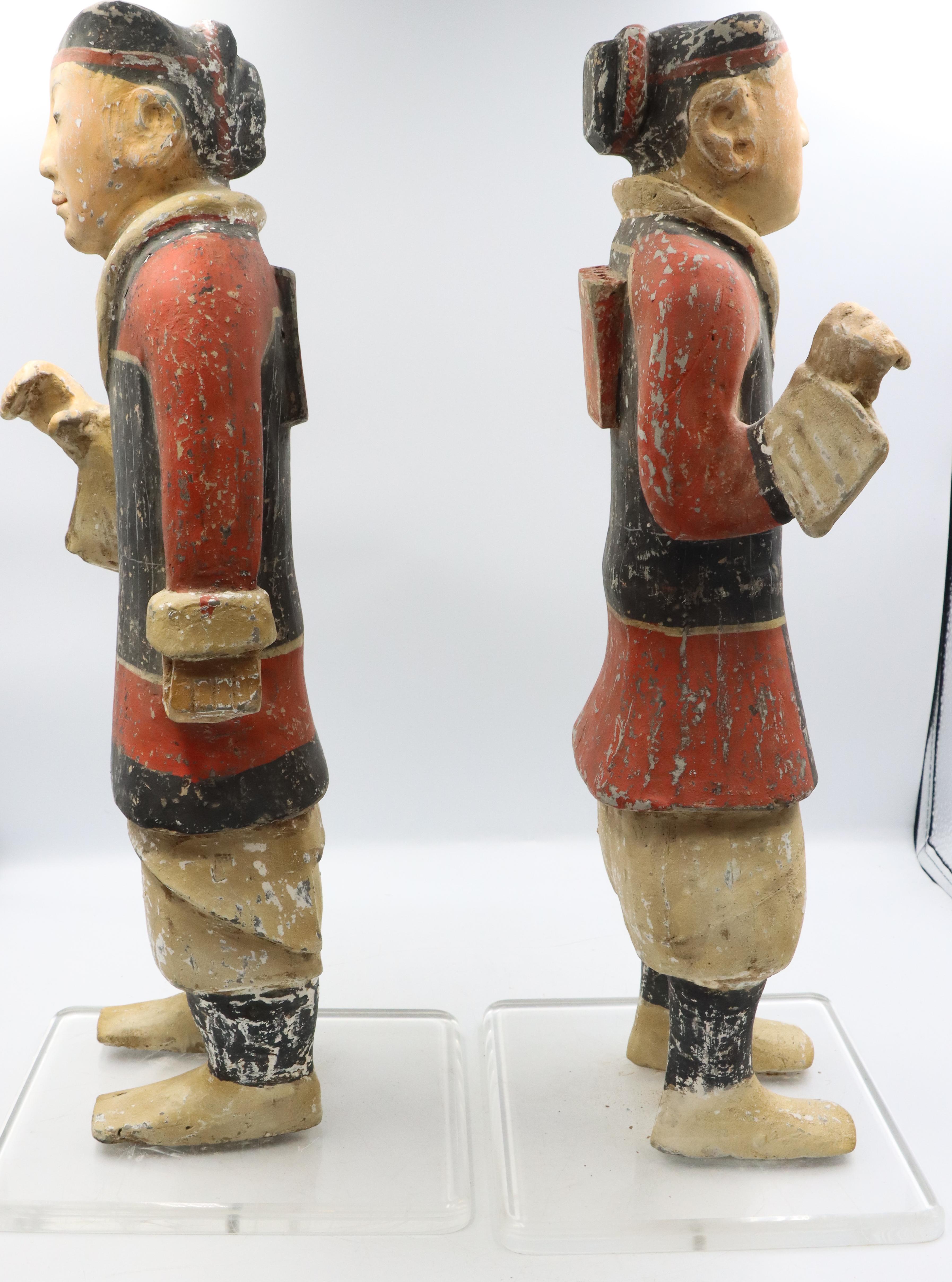 Important Pair of Polychrome Han Warriors For Sale 3
