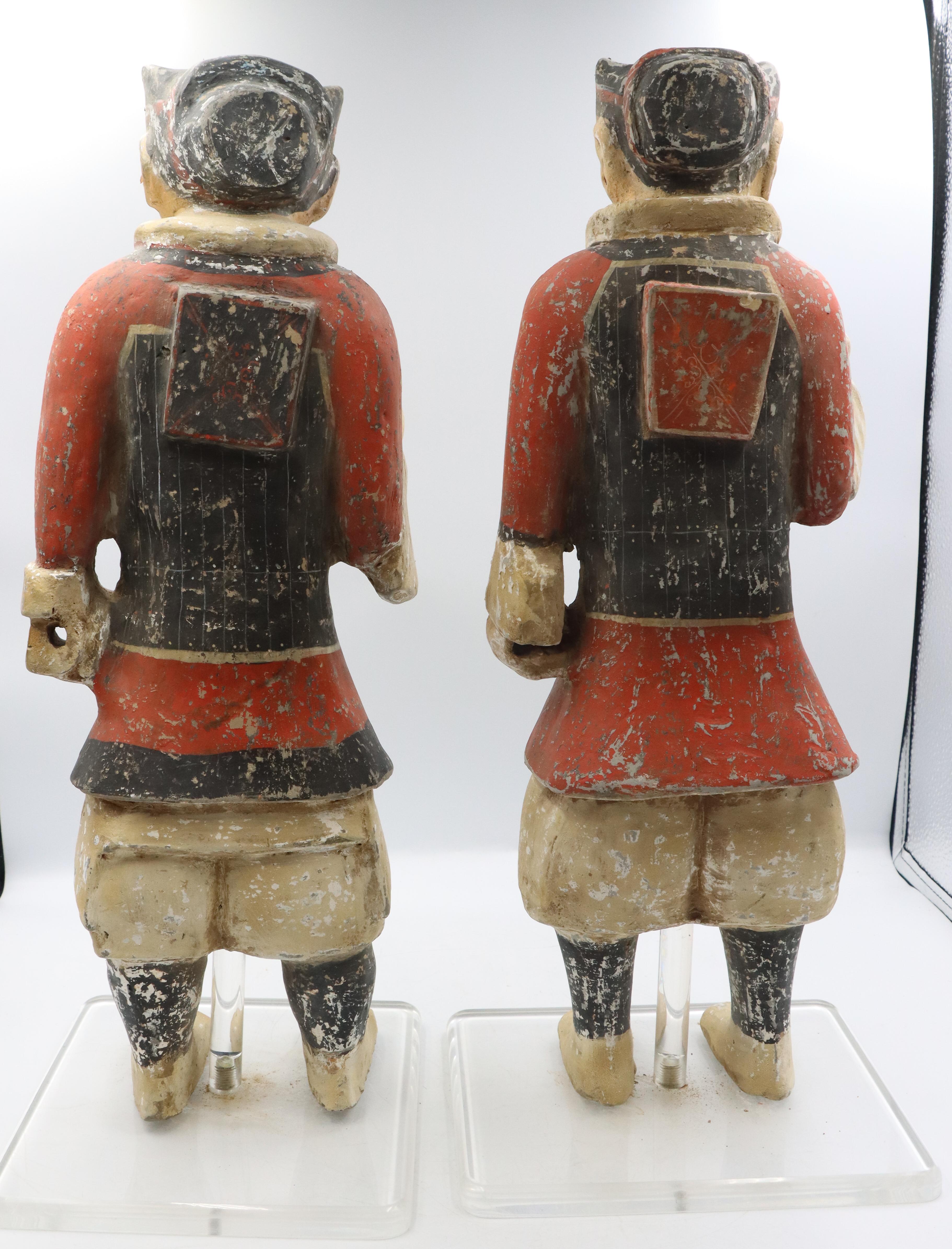 Important Pair of Polychrome Han Warriors For Sale 4