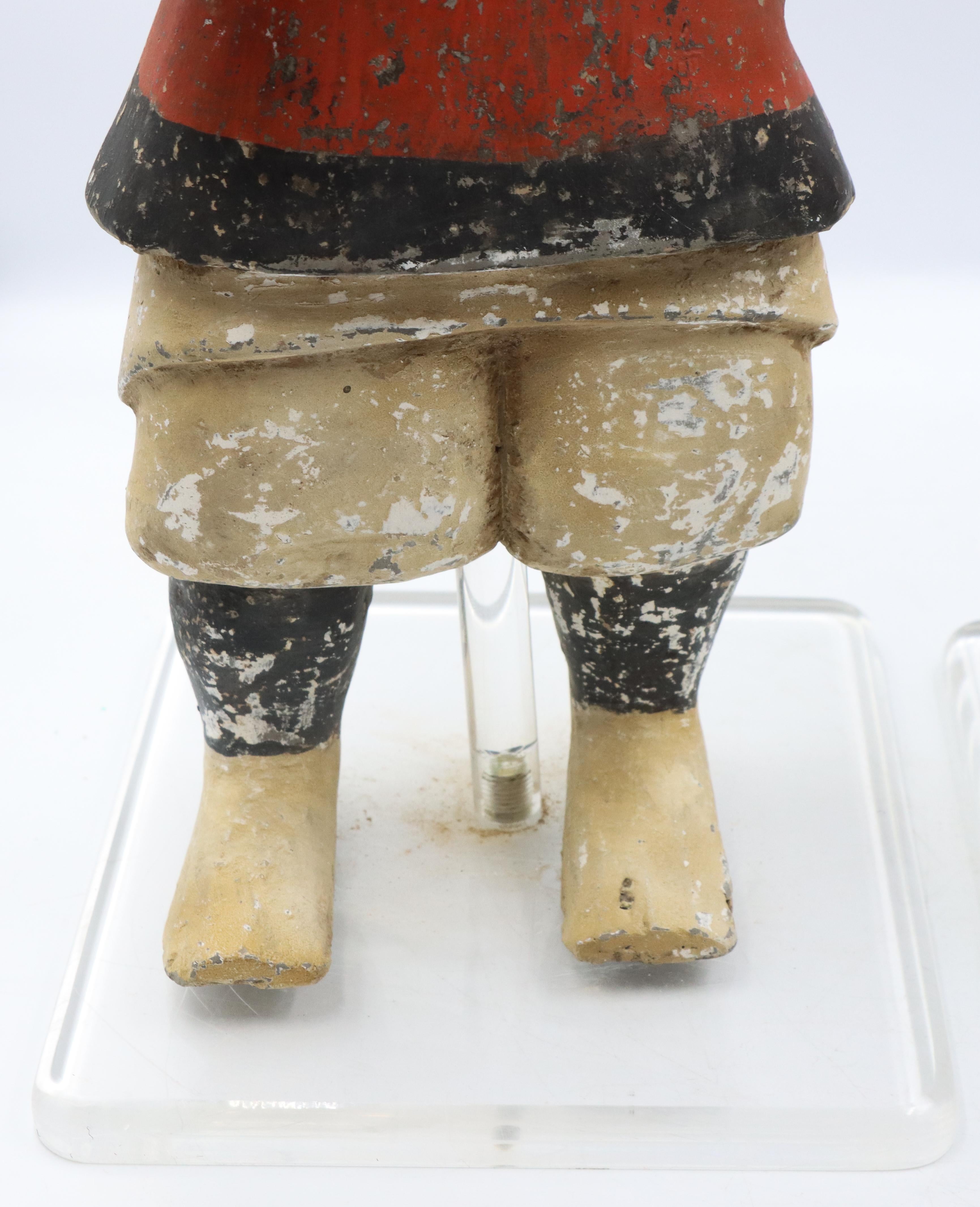 18th Century and Earlier Important Pair of Polychrome Han Warriors For Sale
