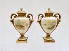 Important Pair of Royal Worcester Vases, Highland Cattle by John Stinton, 1903