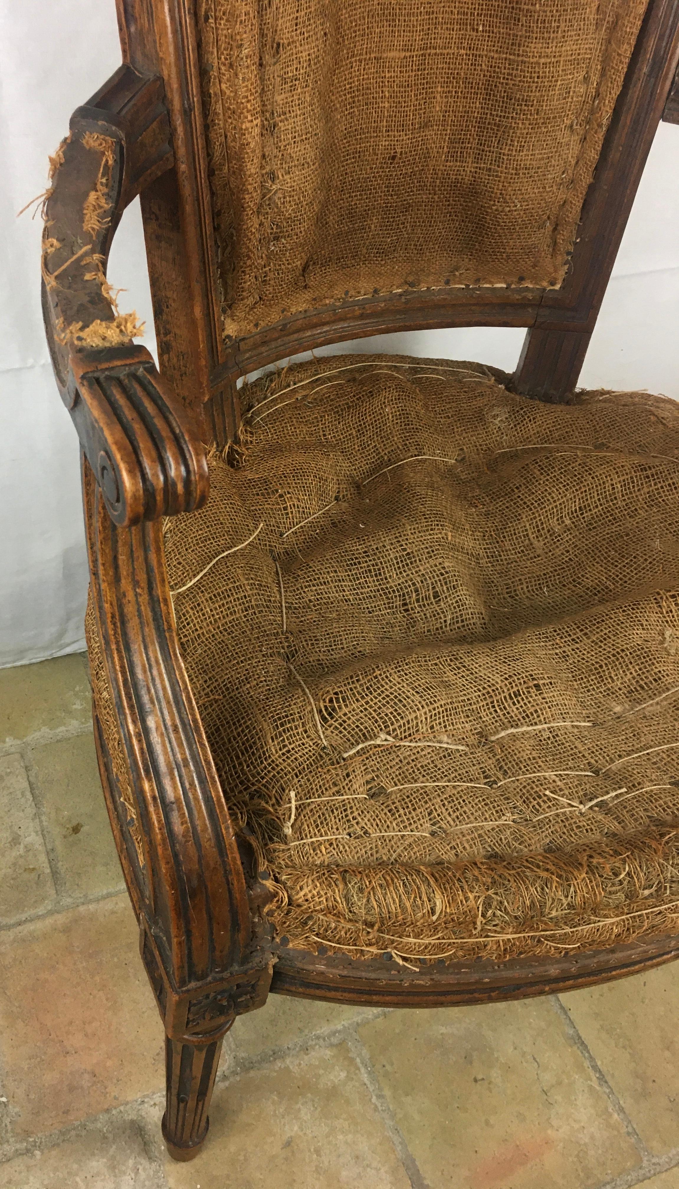 Beech French Pair of Louis XVI 18th Century Armchairs or Fauteuils, Stamped/Signed  For Sale