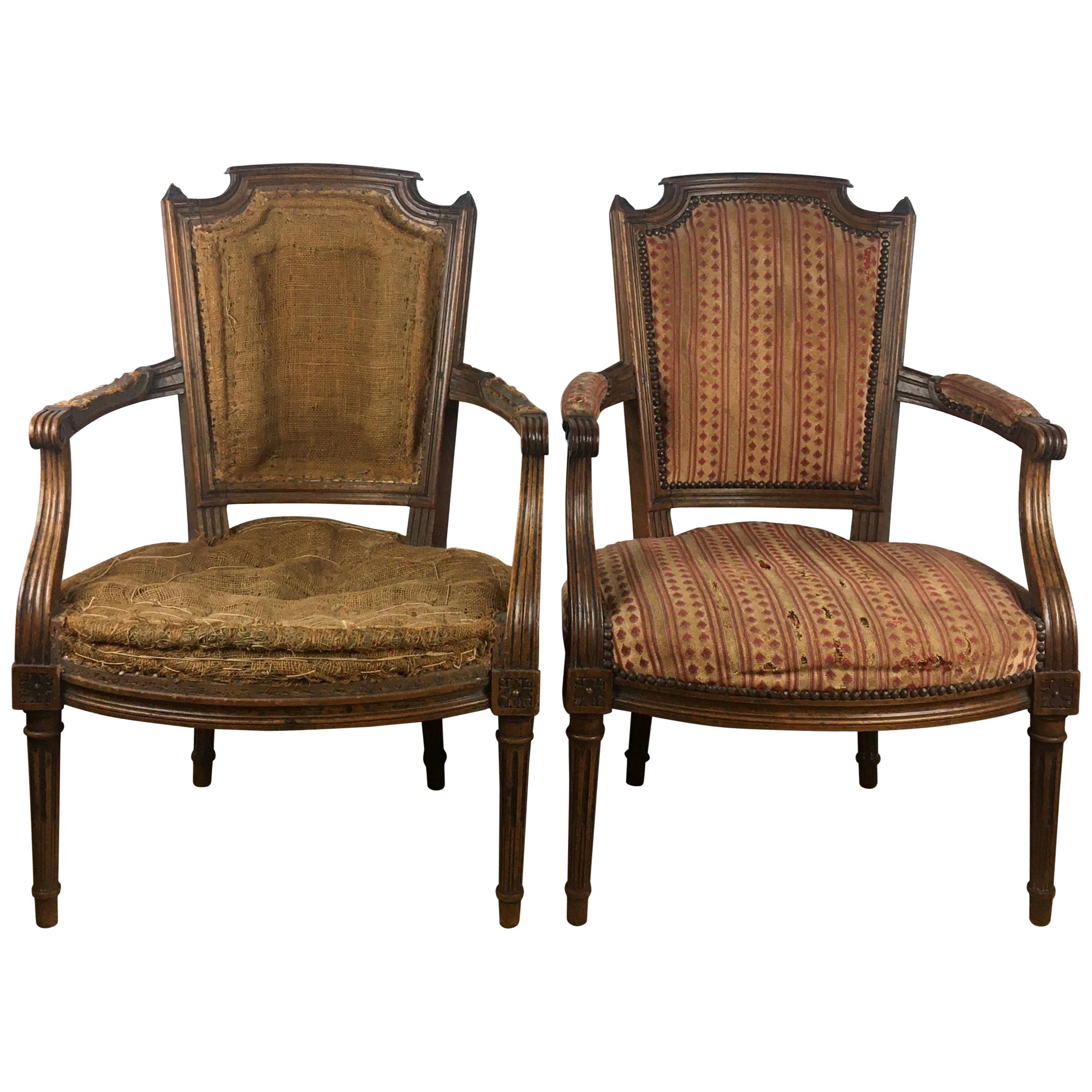 Important Pair of Louis XVI 18th Century Armchair or Fauteuils, Stamped/Signed 